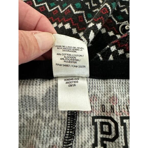 PINK Women's One Piece Long John Style Pajama Winter Holiday Print Size L - Picture 7 of 7